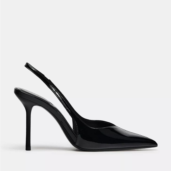 Zara Shoes - NWT Zara Faux Patent Leather Finish Open Back Shoes